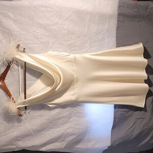 Forever 21 Cream Satin Feather 🪶 Midi